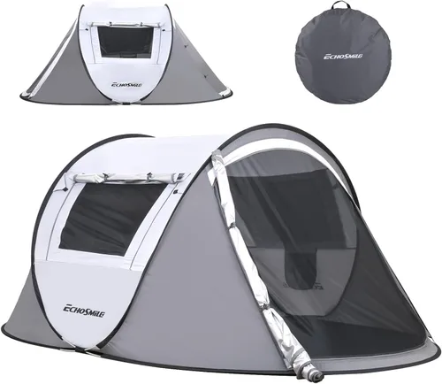 Vista 22 de EchoSmile Tienda de campaña desplegable para 2/4/6 personas, fácil instalación, cúpula resistente al agua, portátil con bolsa de transporte Negro