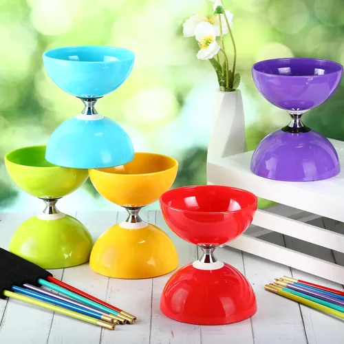 Vista 3 de Hungdao Juego de 5 diábolos chinos con triple rodamiento chino Yoyo de 5 pulgadas, varios colores, Diábolo Big Yoyo con palos de fibra de vidrio