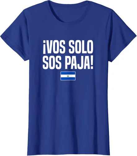 Vista 55 de Camiseta Vos Solo Sos Paja Salvadoran Slang Bandera de El Salvador, Negro