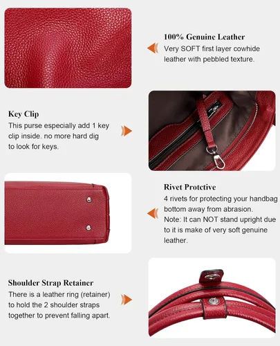 Vista 8 de Over Earth Bolsos de cuero suave para mujer, bolso de hombro tipo hobo grande