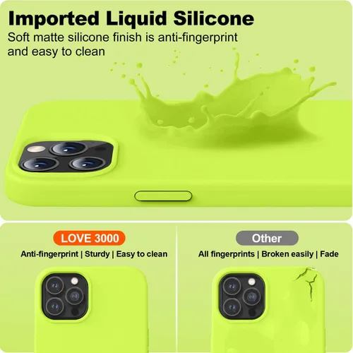 Vista 3 de LOVE 3000 Funda compatible con iPhone 13 Pro Max de 6.7 pulgadas, goma de silicona líquida de alta calidad, forro de microfibra suave antiarañazos