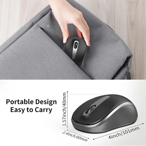 Vista 4 de Ratón inalámbrico ergonómico pequeño, silencioso USB inalámbrico para computadora, color negro Suitable for Small to Medium-Sized Hands, Quiet