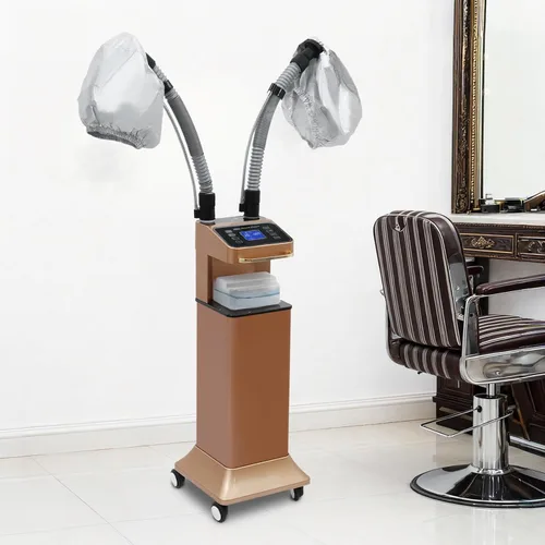Vista 4 de Vaporizador ultrasónico de 650 W para acondicionamiento profundo, secador de pelo profesional de pie con doble tubo ajustable y tanque de 40 onzas