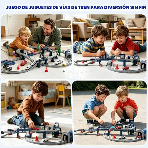 Vista 7 de Wdmiya Juegos de trenes para niños de 4 a 7 años, 104 piezas, trenes a Azul Ciudad 104 Pcs