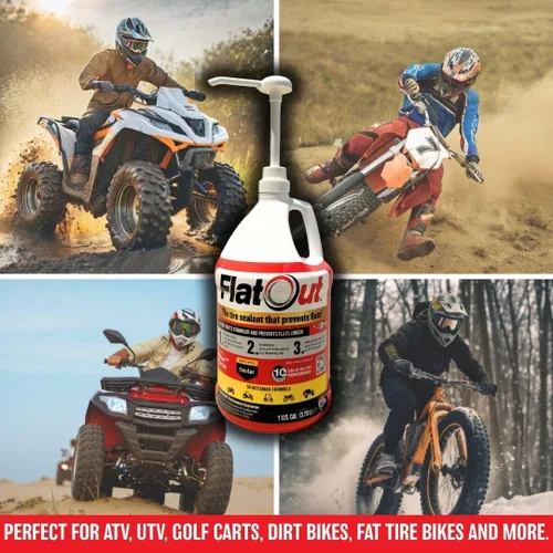 Vista 2 de Sellador de neumáticos Flat Out Sportsman Formula – Evita neumáticos pinchados – Sella fugas – Fórmula Sportsman con herramienta de núcleo