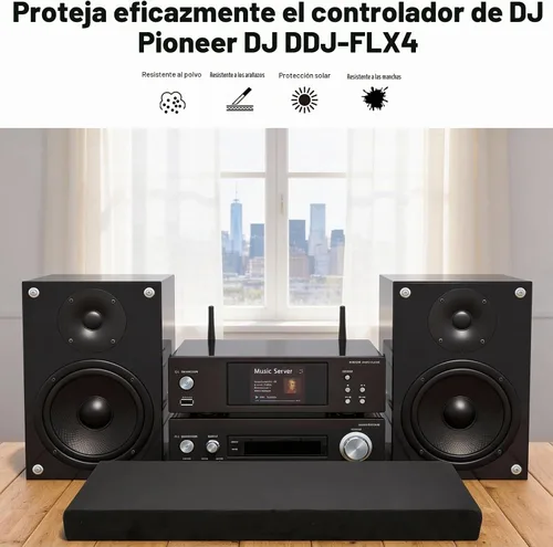 Vista 5 de Funda antipolvo elástica compatible con el controlador Pioneer DJ DDJ-FLX4, funda protectora de vellón suave de elastano con banda elástica