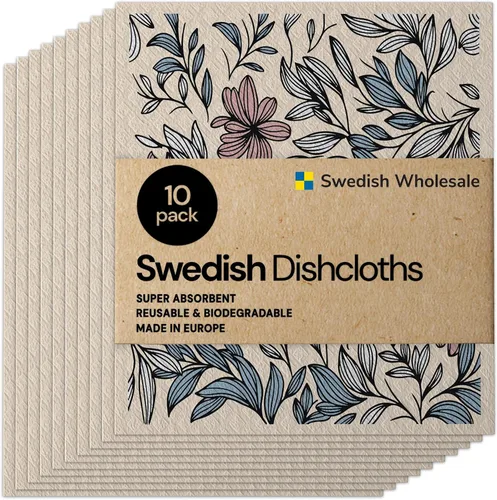 Vista 13 de Paños de esponja de celulosa sueca para platos, paquete de 10 paños de limpieza ecológicos, sin olor, reutilizables, para cocina, absorbente