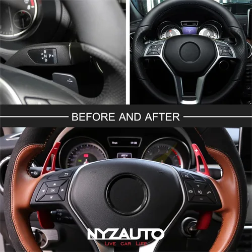 Vista 2 de NYZAUTO Extensión de Paletas de Cambio del Volante de Aleación de Aluminio Compatible con Mercedes Benz A B E GLA GLK SLK M GL Class (Modelo A-Rojo)