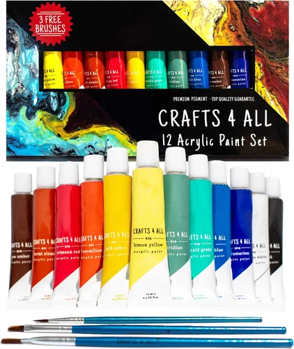 Vista 10 de Crafts 4 All Juego de pintura acrílica – Paquete de 60 pinturas artísticas de 0.4 fl oz para lienzo, decoración de pintura, madera, cerámica
