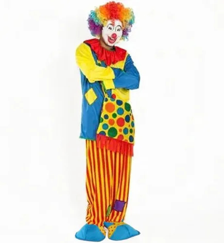 Vista 3 de BinaryABC Zapatos de payaso para disfraz de Halloween, accesorios de disfraz de payaso (azul amarillo)
