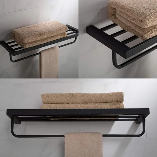 Vista 3 de KRAUS Stelios KEA-19942MB - Estante de baño con toallero, acabado negro mate