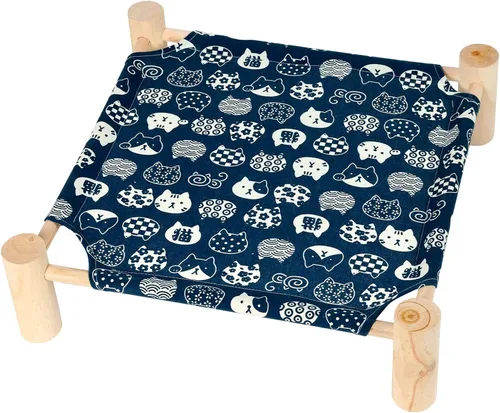 Vista 9 de Patas Lague Hamaca para gatos y perros, cama para perros pequeños, de madera, para gatos, mascotas, conejos, refrigeración, elevada