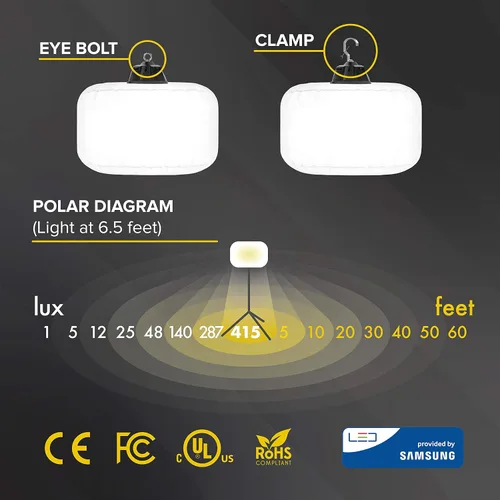 Vista 5 de SeeDevil Kit de luces LED de globo de 150 W, 150 vatios, 120 voltios, 19,500 lúmenes, 5000 K, trípode de 6.5 pies, luz de área sin deslumbramiento