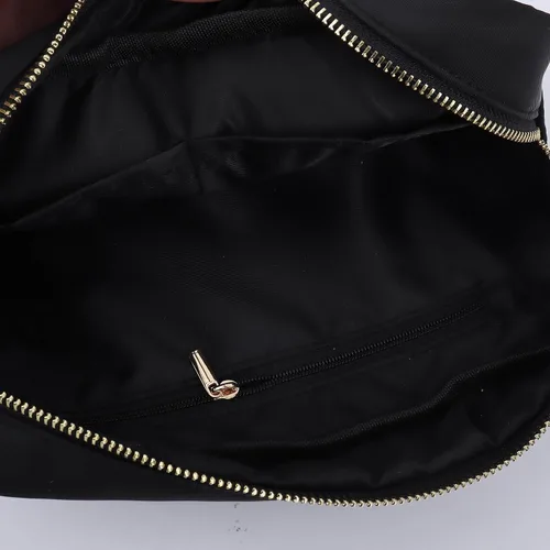 Vista 3 de SkyTen - Bolsa de maquillaje con letras de chenilla, estuche de nailon para cosméticos, organizador de viaje Glam Stoney Trébol Dupe, Negro -, Bolsa