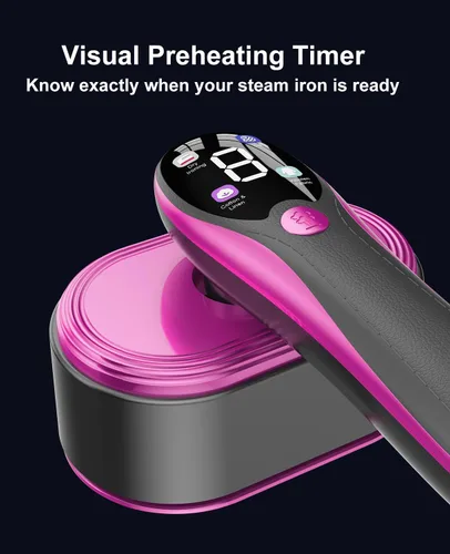 Vista 2 de Vaporizador y plancha 2 en 1 para ropa, vaporizador portátil de mano para prendas con pantalla LED, vaporizador de viaje grande para ropa con panel