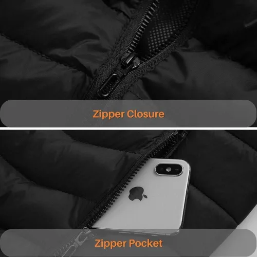 Vista 8 de Chaqueta térmica para mujeres y hombres con batería de 5 V, capa térmica desmontable
