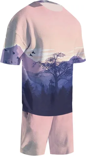 Vista 3 de Conjunto corto de 2 piezas para hombre, conjunto deportivo de verano de manga corta, camiseta y pantalones cortos, conjunto deportivo casual de 2023