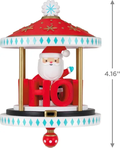 Vista 5 de Hallmark Keepsake Adorno Navideño Colgante con Movimiento 2023, Santa-Go-Round, Carrusel Ho Ho Ho, Regalos para Coleccionistas de Santa