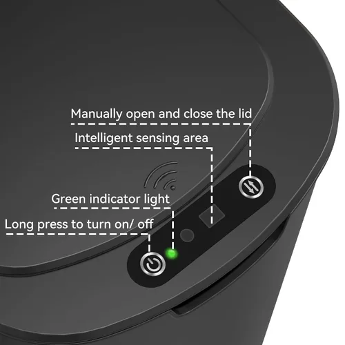 Vista 4 de Botes de Basura de 5 Galones con Sensor de Movimiento para Baño, Botes de Basura Automáticos con Tapa, sin Contacto, Inteligentes, Delgados