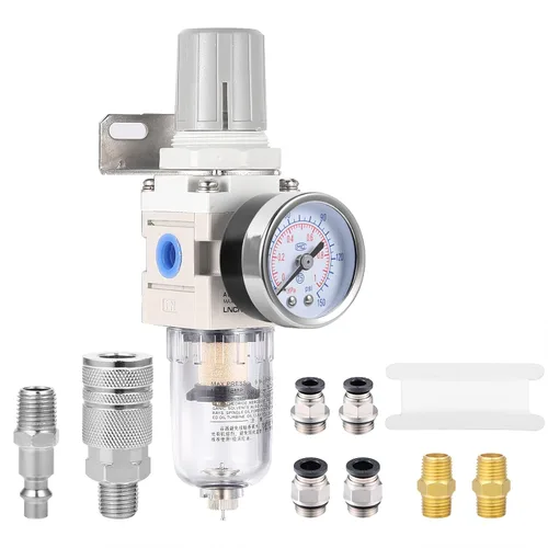 Vista 10 de Regulador de presión del filtro de aire NPT de 1/4", filtro compresor de herramienta de aire trampa de agua con medidor por ZHONG AN