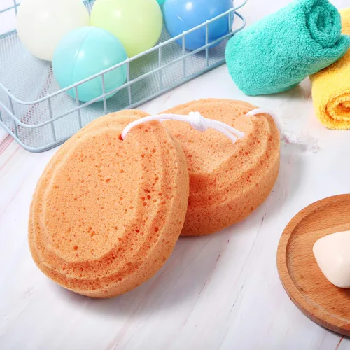 Vista 7 de Esponja corporal de baño suave de 4 piezas exfoliante para suministro de baño
