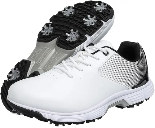 Vista 5 de THESTRON - Zapatos de golf para hombre con malla transpirable, zapatillas deportivas para caminar, 7 tacos, entrenadores de golf Negro