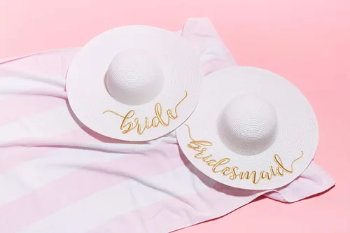 Vista 7 de Sombrero de paja bordado para mujer, regalo de despedida de soltera, luna de miel