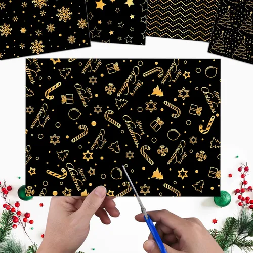 Vista 5 de MIAHART Juego de 45 hojas de papel con patrón de Feliz Navidad, 10 diseños, papel decorativo festivo para manualidades de doble cara para hacer