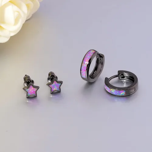 Vista 189 de CiNily Aretes Huggie de ópalo con bisagras, chapados en oro, hipoalergénicos, pequeños aretes de aro para mujeres, adolescentes, niñas, hombres
