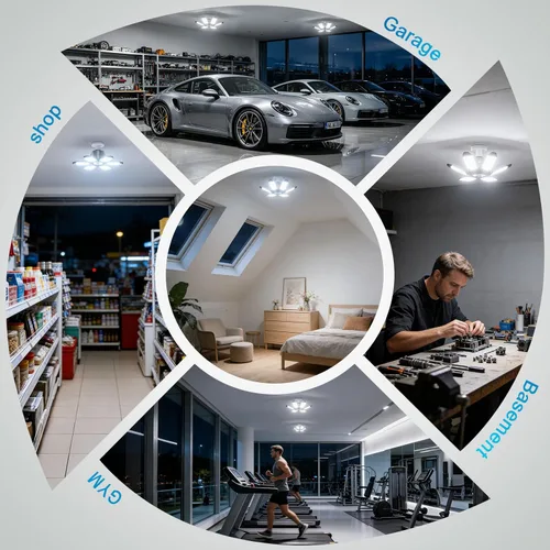 Vista 9 de TANBABY Luces de garaje con sensor de movimiento de 260 W, 30000 lm luces de tienda con control remoto 3 modos (encendido/apagado/automático)