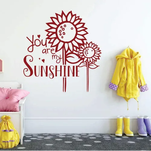Vista 5 de Sunflower Wall Decal You are My Sunshine Song Lyrics Quote Flower, Nature Themed Vinyl Decor for Child Bedroom, Playroom, Preschool, Classroom