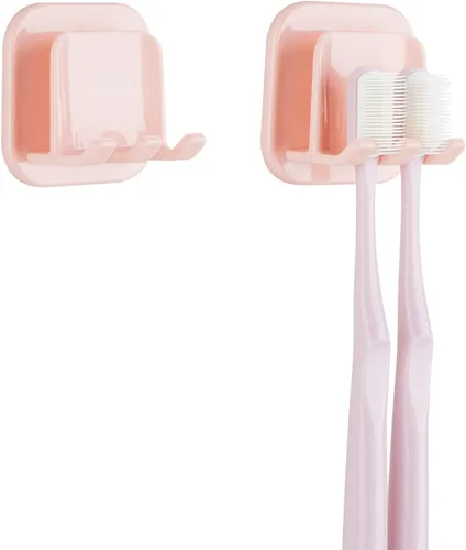 Vista 13 de 2 soportes autoadhesivos para cepillos de dientes montados en la pared, gancho para cepillos de dientes a prueba de agua, 3 en 1 con soporte