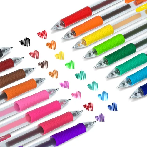 Vista 2 de Juego de bolígrafos de gel Smart Color Art, 16 colores, punta mediana, bolígrafos de tinta de gel retráctiles con agarre cómodo, escritura suave