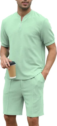 Vista 89 de FZNHQL Conjunto deportivo de moda para hombre, 2 piezas, casual, atlético, para correr, manga corta/larga, conjunto para hombre