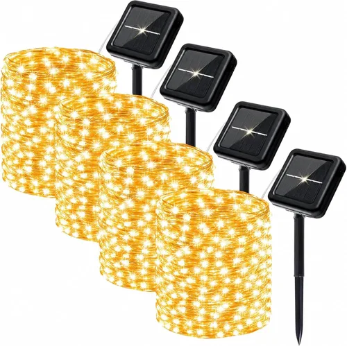 Vista 8 de SyouHome Paquete de 2 luces solares para exteriores, 400 luces LED de 132 pies, extralargas, 8 modos, luces parpadeantes impermeables para jardín