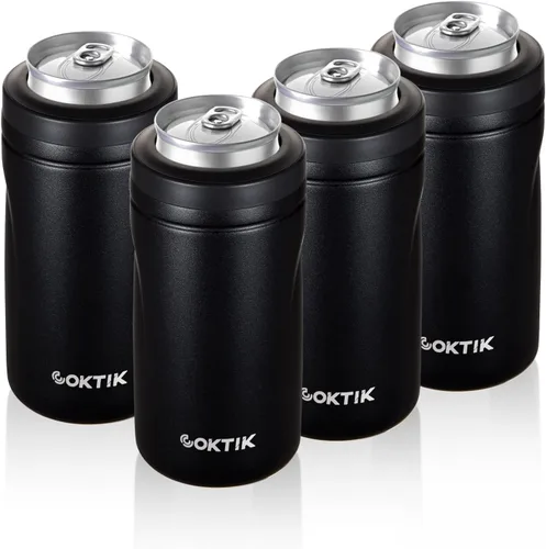 Vista 23 de COKTIK 4 en 1 enfriador de latas aislado, enfriador de latas delgadas de doble pared para latas de 12 oz regulares o delgadas y botellas de cerveza