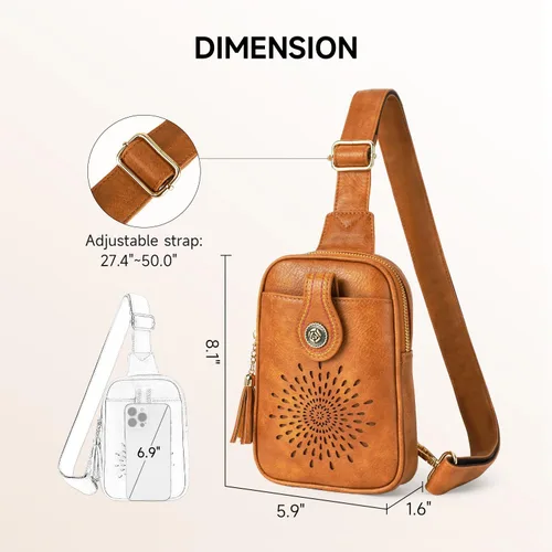 Vista 5 de APHISON Small Sling Bag Fanny Packs Phone Purse Crossbody Bags for Women Chest Bag Vegan Leather