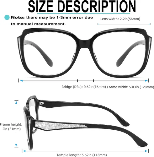 Vista 4 de Oversized Reading Glasses Cat-eye Full Frame Sun Readers for Women Black and Tortoise,Stylish Large Frame,Shiny Diamond Decors,Gray Sunglasses