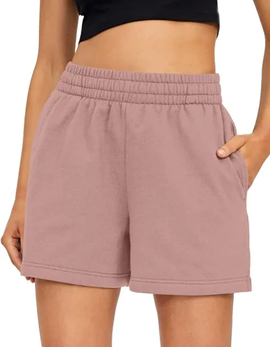 Vista 82 de AUTOMET Pantalones cortos deportivos para mujer, estilo casual, con cordón, cómodos, elásticos, de cintura alta, con bolsillos