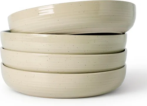 Vista 53 de famiware Milkyway - Juego de 4 cuencos para pasta, 33 onzas, hilo beige