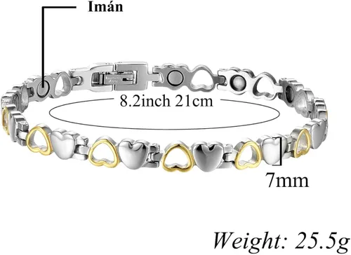 Vista 2 de BioMag Titanium Steel Magnetic Bracelet for Women Copper Rings w 3500 Gauss Magnets for Women Mom Jewelry Gift for Mothers Day