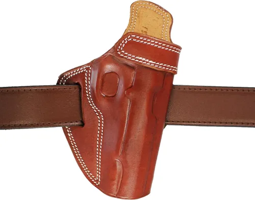 Vista 7 de Funda de cuero prémium hecha a mano OWB para pistola de extracción rápida Marrón - mano derecha