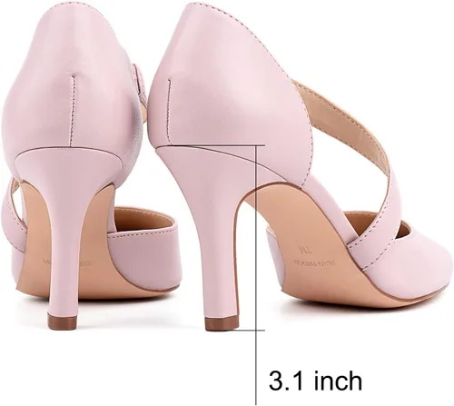 Vista 4 de JENN ARDOR D'Orsay - Zapatos de tacón medio para mujer, tacones de aguja cerrados, punta cerrada, zapatos de fiesta para boda y novia