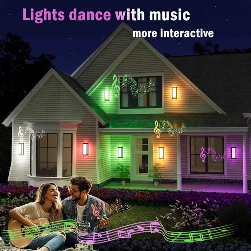Vista 7 de iYogaled Luminarias de pared LED inteligentes, paquete de 1 apliques de pared RGB con cambio de color para exteriores, accesorios de iluminación
