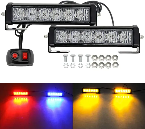Vista 7 de STDYSUN - Barra de luz decorativa LED, 2 unidades, color rojo, azul, blanco Luces LED de acento de montaje en superficie para vehículos todoterreno