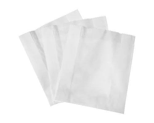 Vista 3 de Paquete de 100 bolsas de papel kraft 100% blanco, 2.75 x 10 pulgadas, bolsa lisa blanca con soporte para utensilios de cocina (caja de 100 piezas)