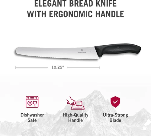 Vista 4 de Victorinox Swiss Classic - Cuchillo de pan curvo de 10.25 pulgadas con borde dentado y mango negro