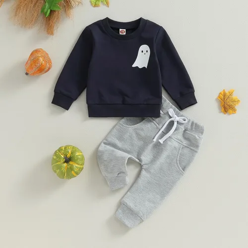 Vista 72 de Karwuiio Conjunto de disfraz de Halloween para bebé, sudadera de manga larga y pantalones para otoño