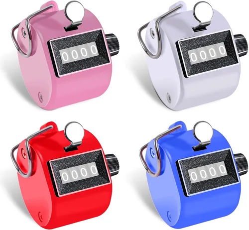 Vista 11 de TESEAS Clicker Counter - Contador manual de mano, contador de 4 dígitos, paquete de 2 contadores mecánicos de mano, clickers para pitch, umpire