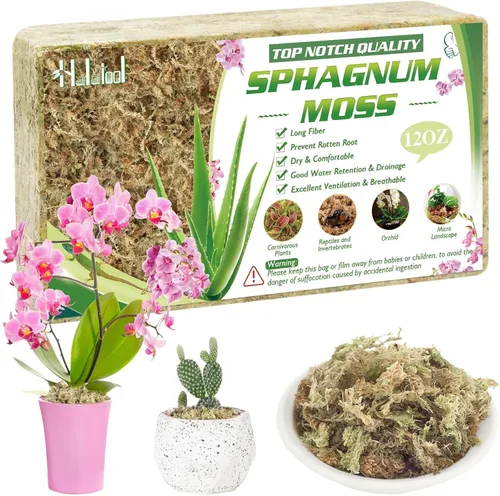 Vista 10 de Halatool - Musgo de esfagnum para plantas, 14 cuartos de galón de largo, secado de fibra de musgo de orquídea